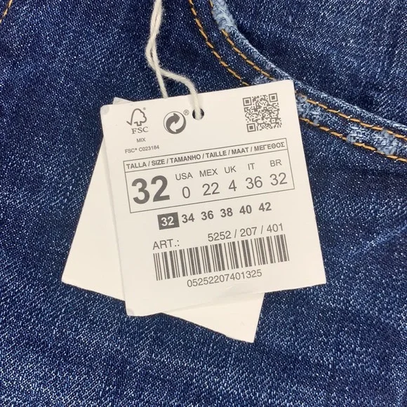 ZARA NWT embroidered jeans raw hem size 0 - Picture 4 of 14